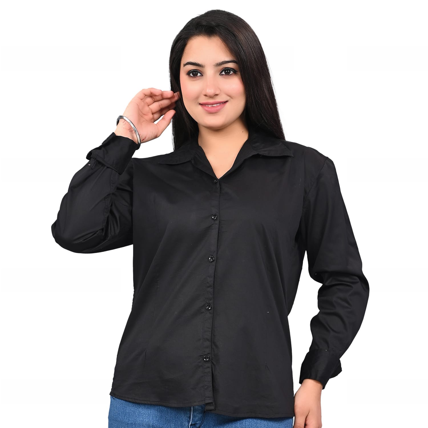ROFIT WOMENS BLACK FORMAL SHIRT